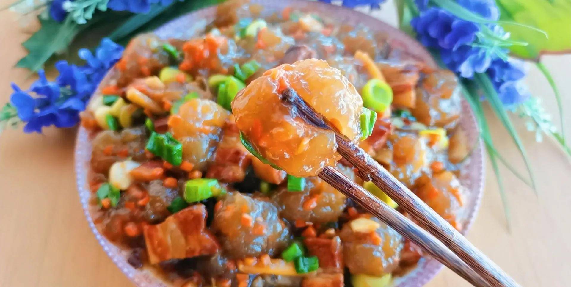 红烧红薯粉圆子,记得小时候,这是年的味道!