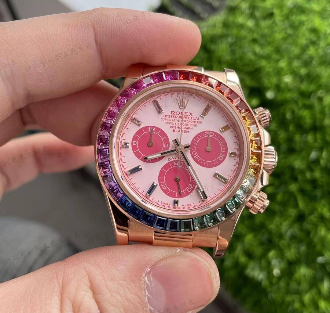 女生的少女粉,男生的猛男粉:玩转blaken劳力士粉色彩虹迪通拿_表盘