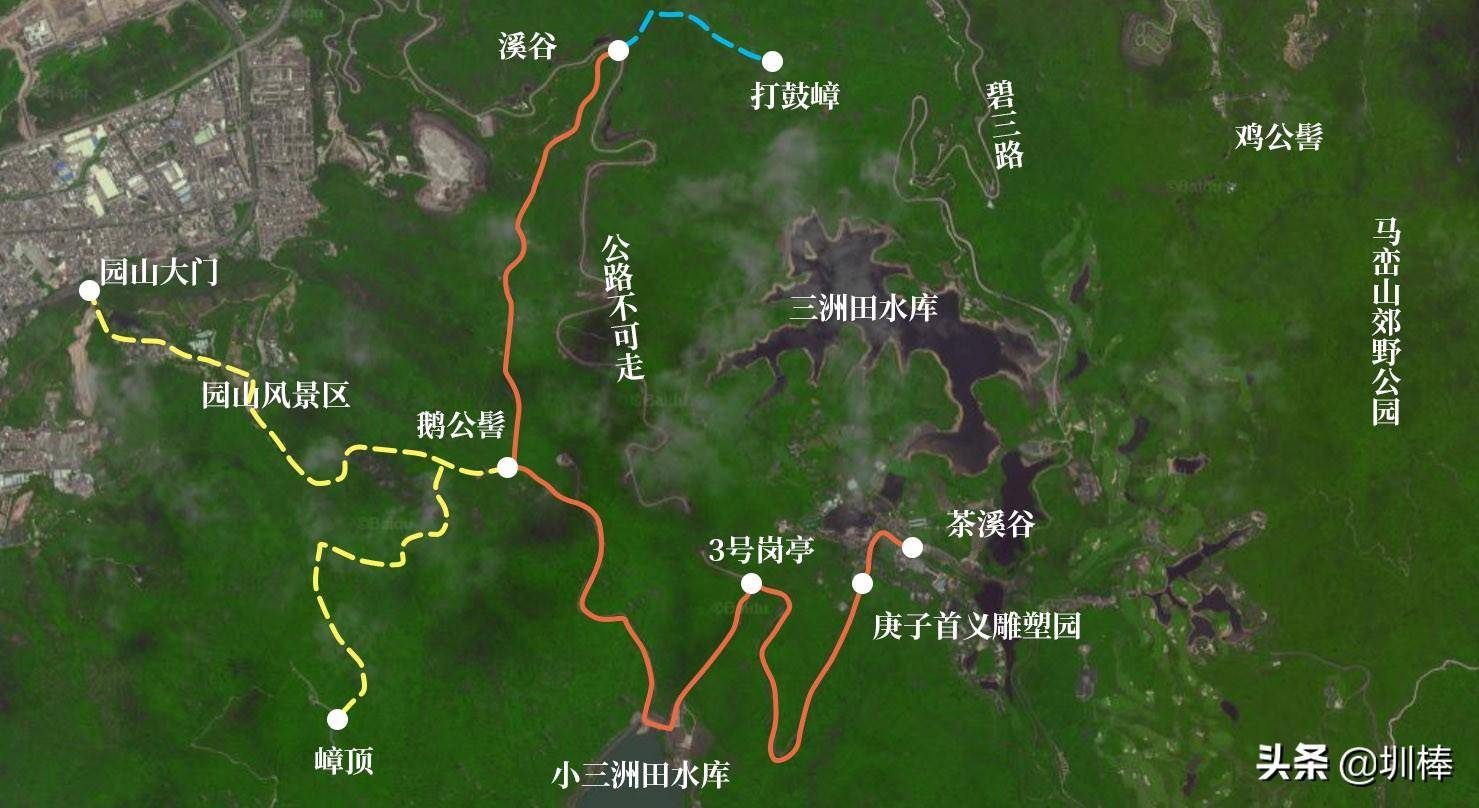 我们本次上山的线路是打鼓嶂方向的土路,下山是往小三洲田水库方向