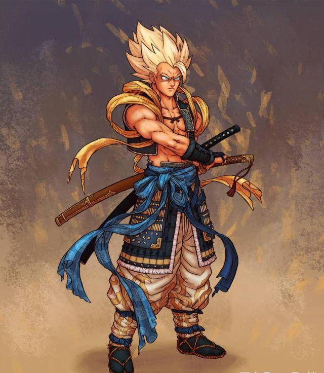 龙珠人物穿上了日本武士铠甲_贝吉塔_孙悟空_赛亚人