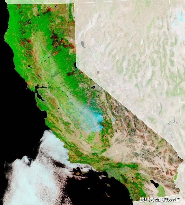 加利福尼亚州卫星地图比如,加利福尼亚州中央谷地地区,由于人类的需
