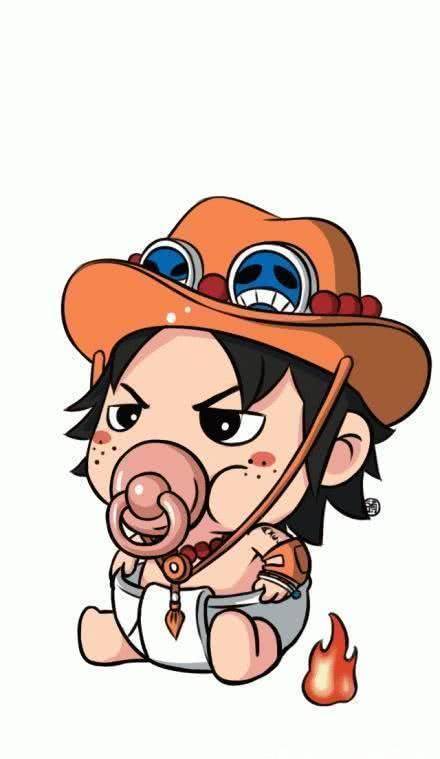 海贼王手绘草帽海贼团叼奶嘴系列萌萌哒,路飞叼着奶嘴不忘吃肉_小时候