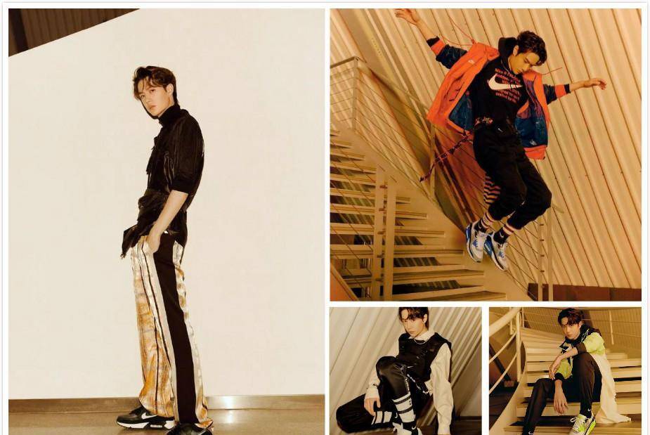 的王一博,之前就曾亲身演绎air max 90的上脚照片,四双不同配色的air