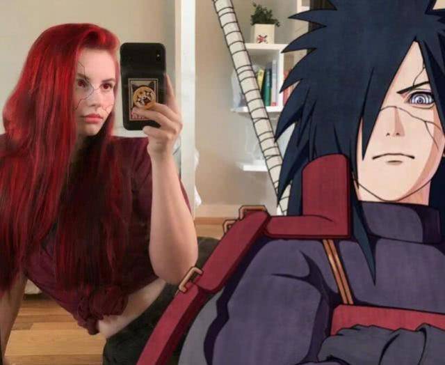 小姐姐太喜欢《火影忍者》,动手将自己和角色们p在了一起_斑爷_动漫