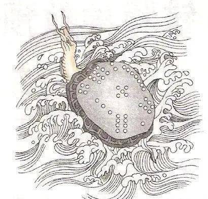 相传大禹治水时,有神龟出洛河,龟驮"洛书",献给大禹.