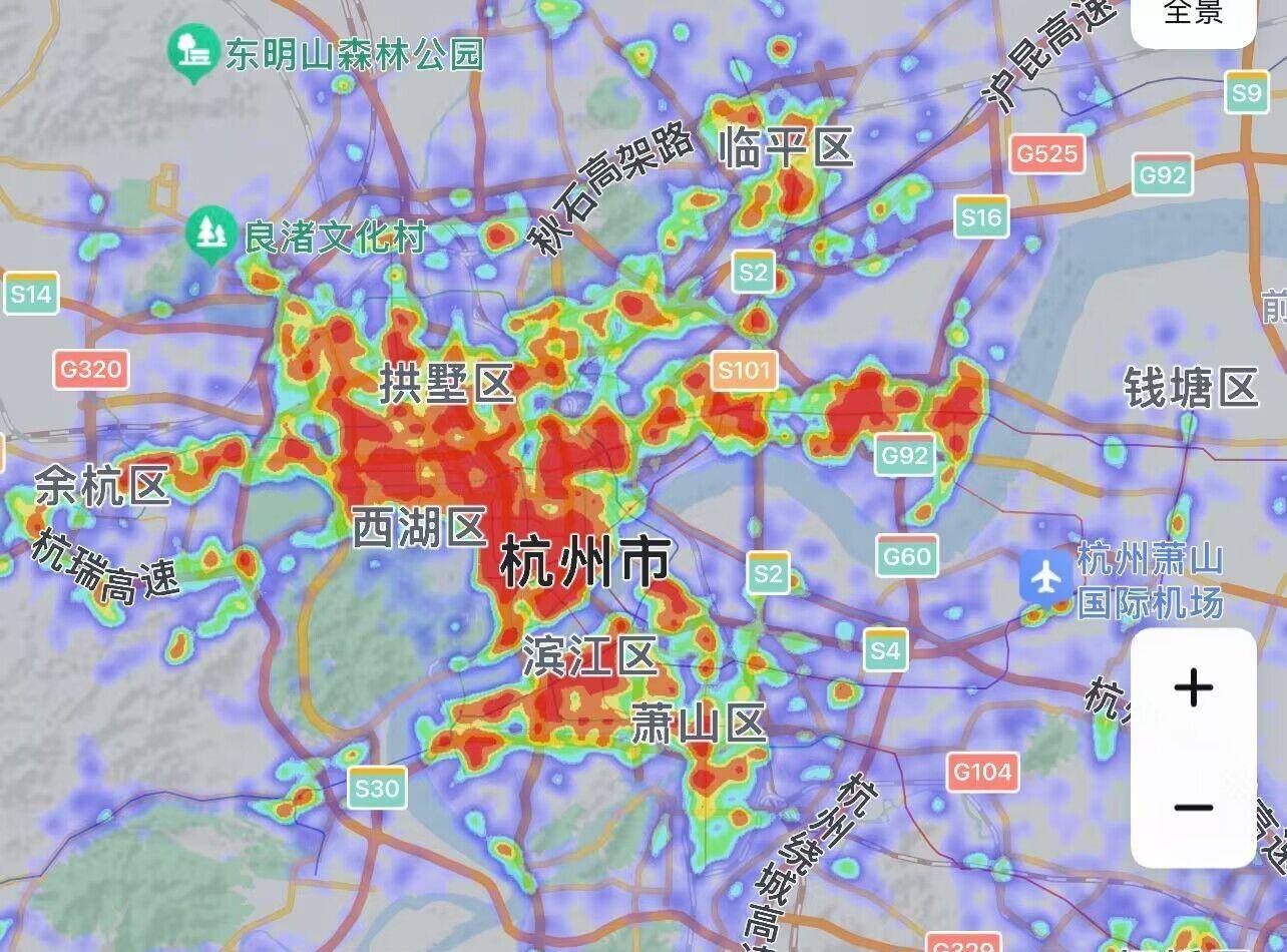 晚上八点看华东五虎城市热力图:上海一骑绝尘,南京杭州如何?