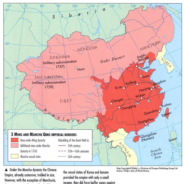 扎心,外国人画的明清地图对比:究竟是谁奠定了我国的版图_明朝_时期