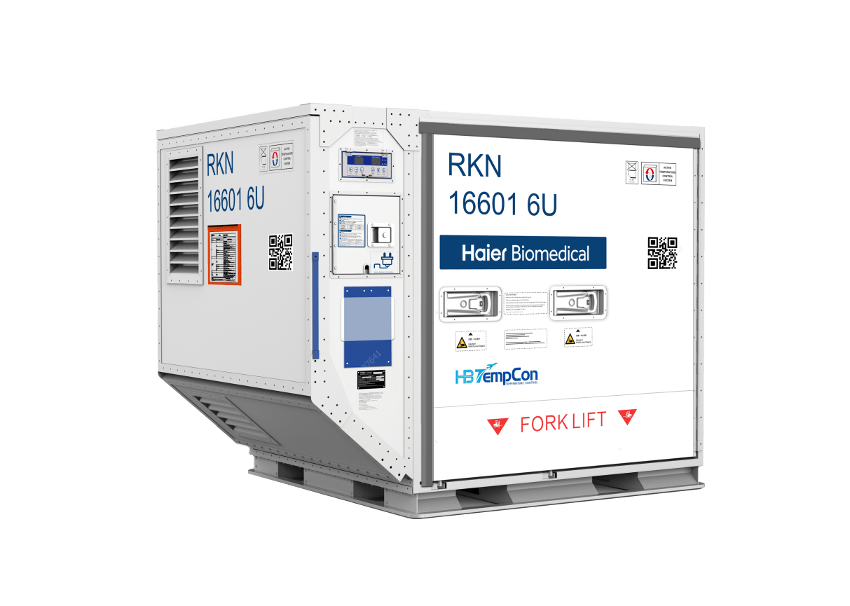 海尔生物医疗自主研发主动式航空温控集装箱2022年9月,海尔生物医疗旗