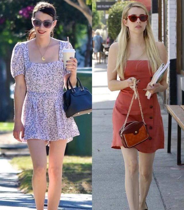 身高157的好莱坞女演员,特别会穿衣,连衣裙 腰带简约清新又显高_的