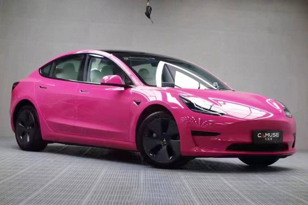 特斯拉卡慕斯改色膜甜菜根紫,甜酷飒爽_未来派_车身_色彩