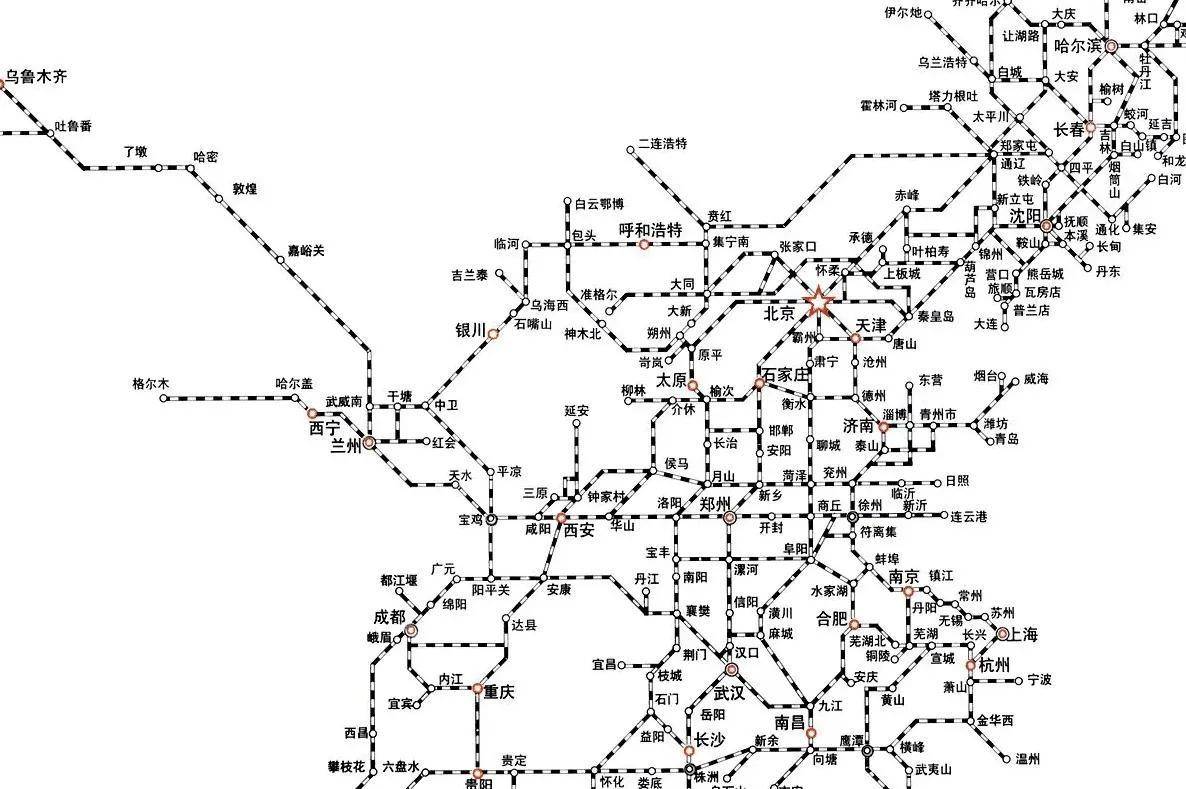 手绘中国铁路干线图图片