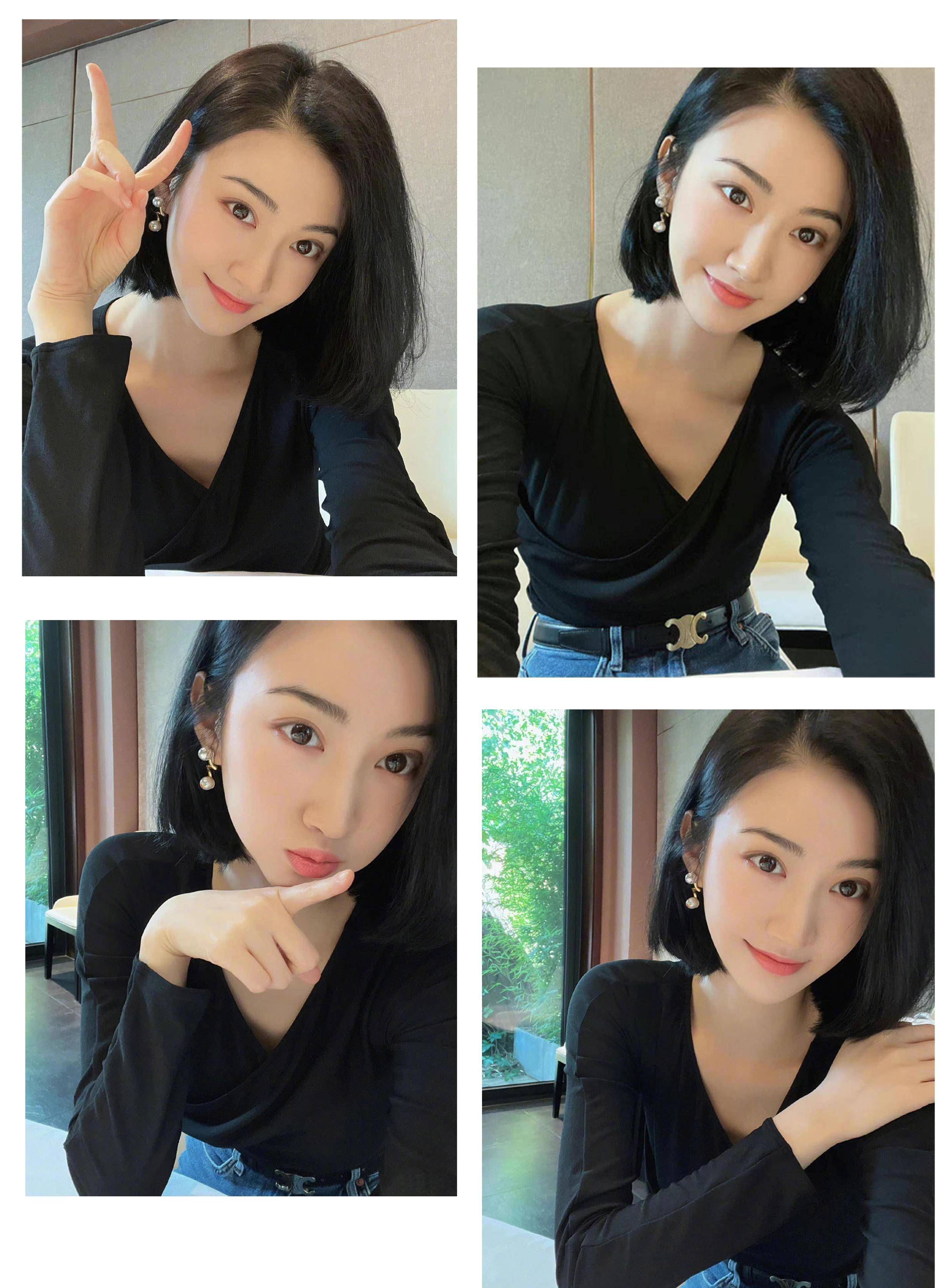 景甜新剪的短发真显嫩,34岁凭惊人发量登上热搜,时尚减龄显肤色_珍珠