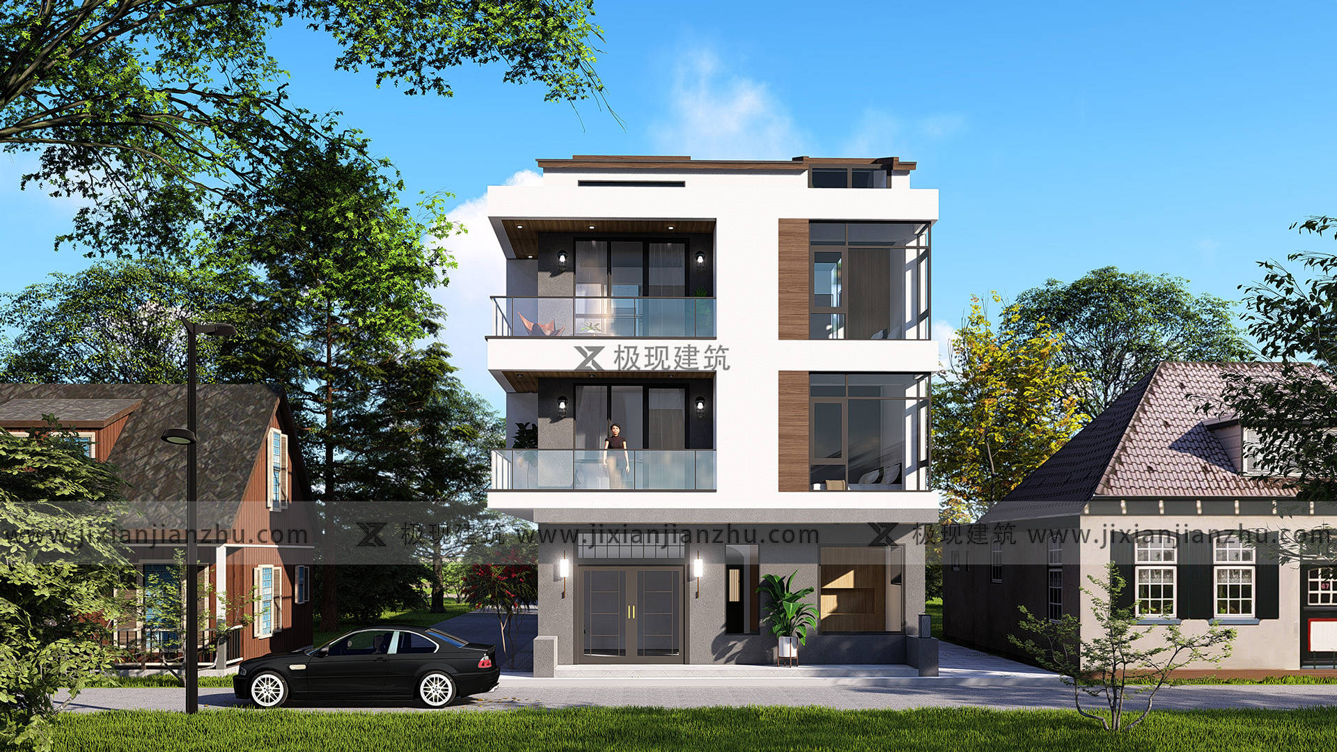 占地80平坡屋顶三层半现代简约风格自建别墅_建筑_项目_阁楼