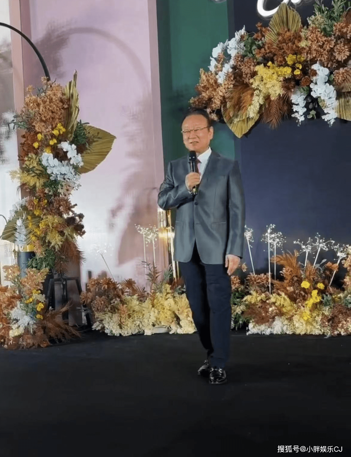 76岁蒋大为现身婚宴捞金,身穿西装满面油光,模样潇洒神气_舞台_画面