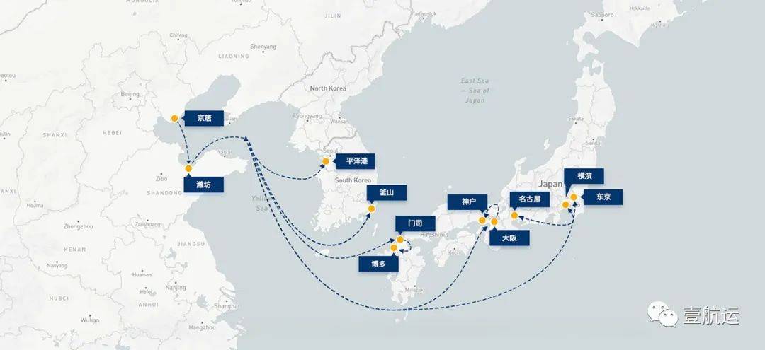 加上这条新航线,合德海运已开通了7条外贸近洋航线,覆盖日本,韩国