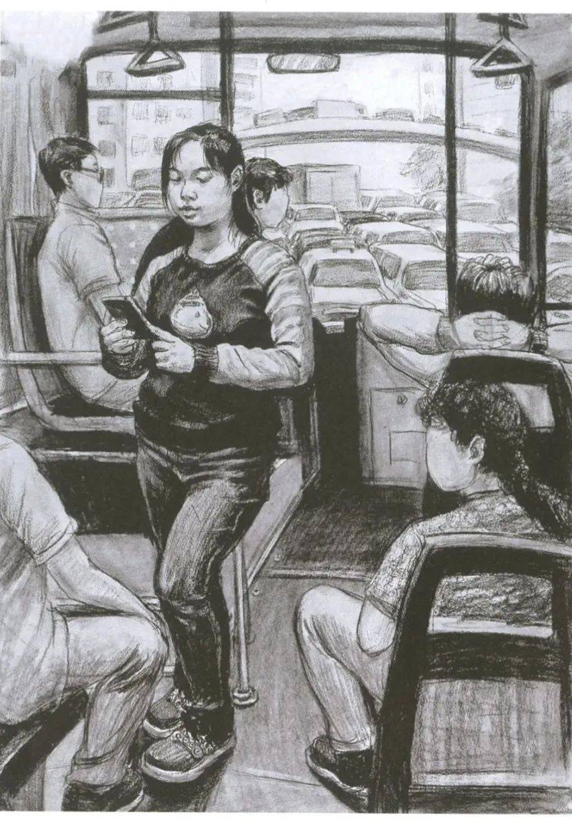 央美历年命题创作速写高分卷!_画面_人物_生活