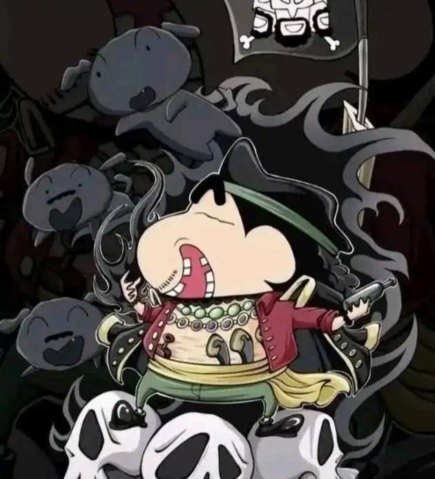 海贼王角色遇上蜡笔小新,四皇大妈太搞笑,红发香克斯的美酒变成奶