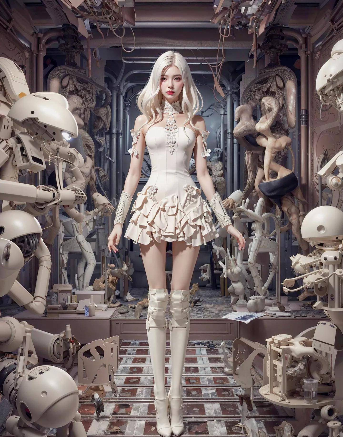 ai美女|赛博朋克风格的白衣天使_未来_精神_职业