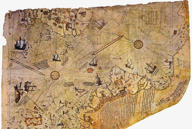 皮里·赖斯地图,绘制日期为1513年,材料为羊皮纸.