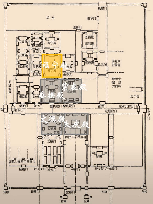 在金朝宫城中"正殿"与"偏殿"之间存在着明显空间关系:"正殿"主要指