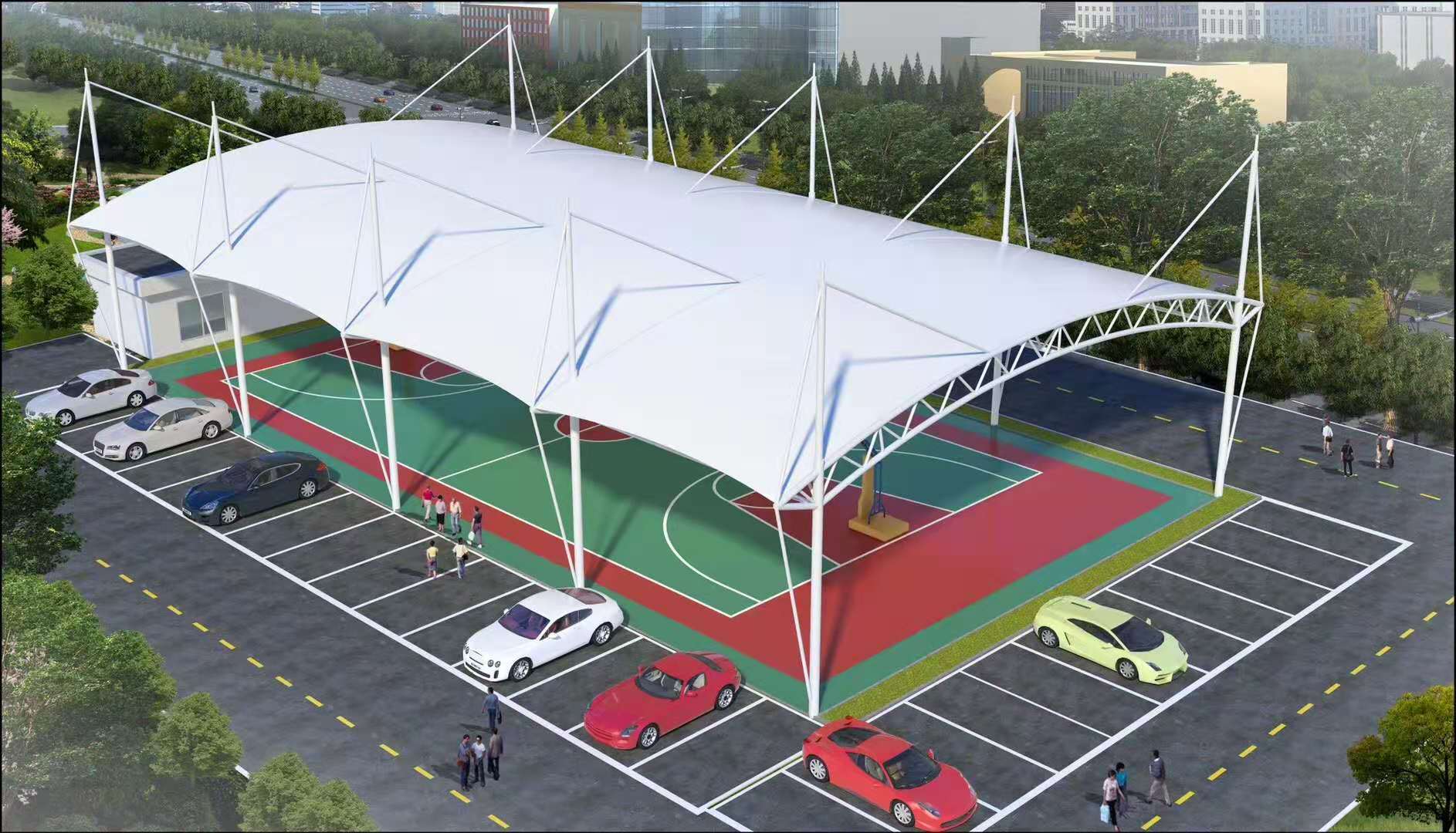 武汉膜结构篮球场馆设计方案,完美球场体验!