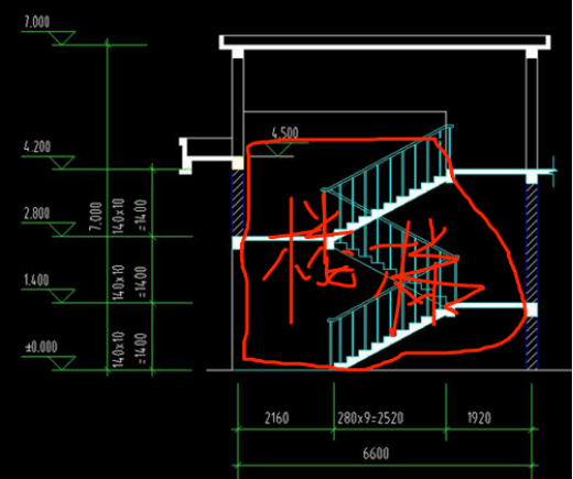 三跑或四跑樓梯投影面積對賬過程疑難_規則_構件_混凝土