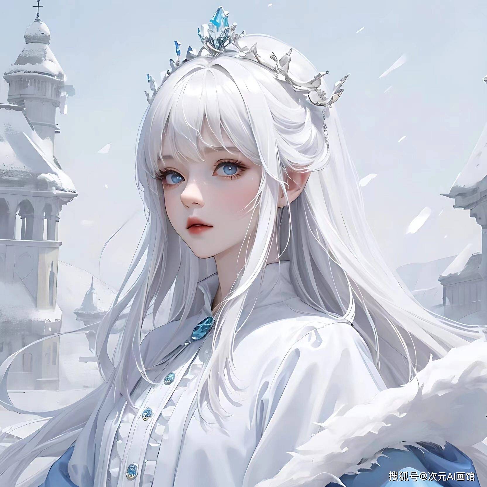 5),比例:1:1英文:a white-haired woman walks alone on the top of