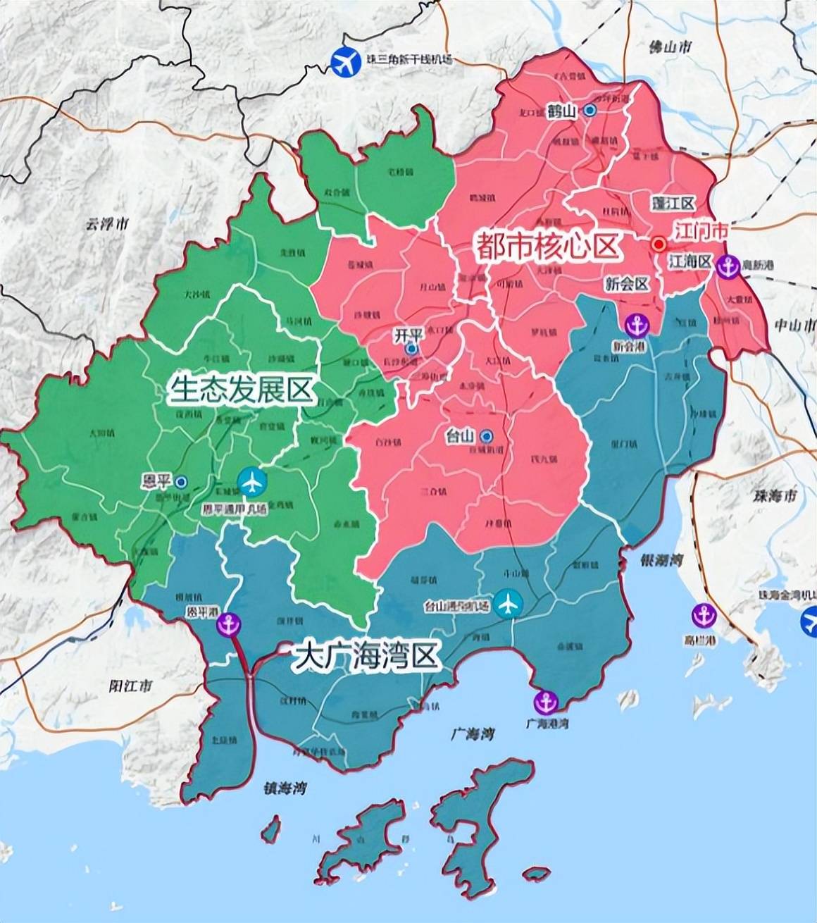 广东江门市行政区划图图片