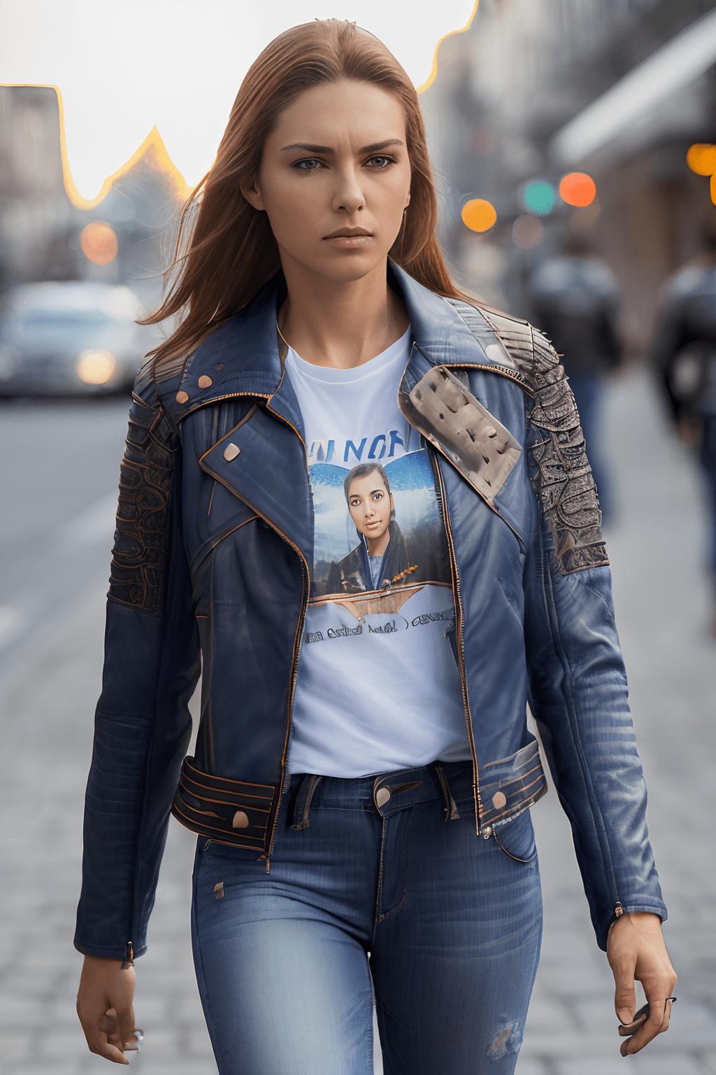 大长腿的时尚之路_凯瑟莉_皮夹克_牛仔裤