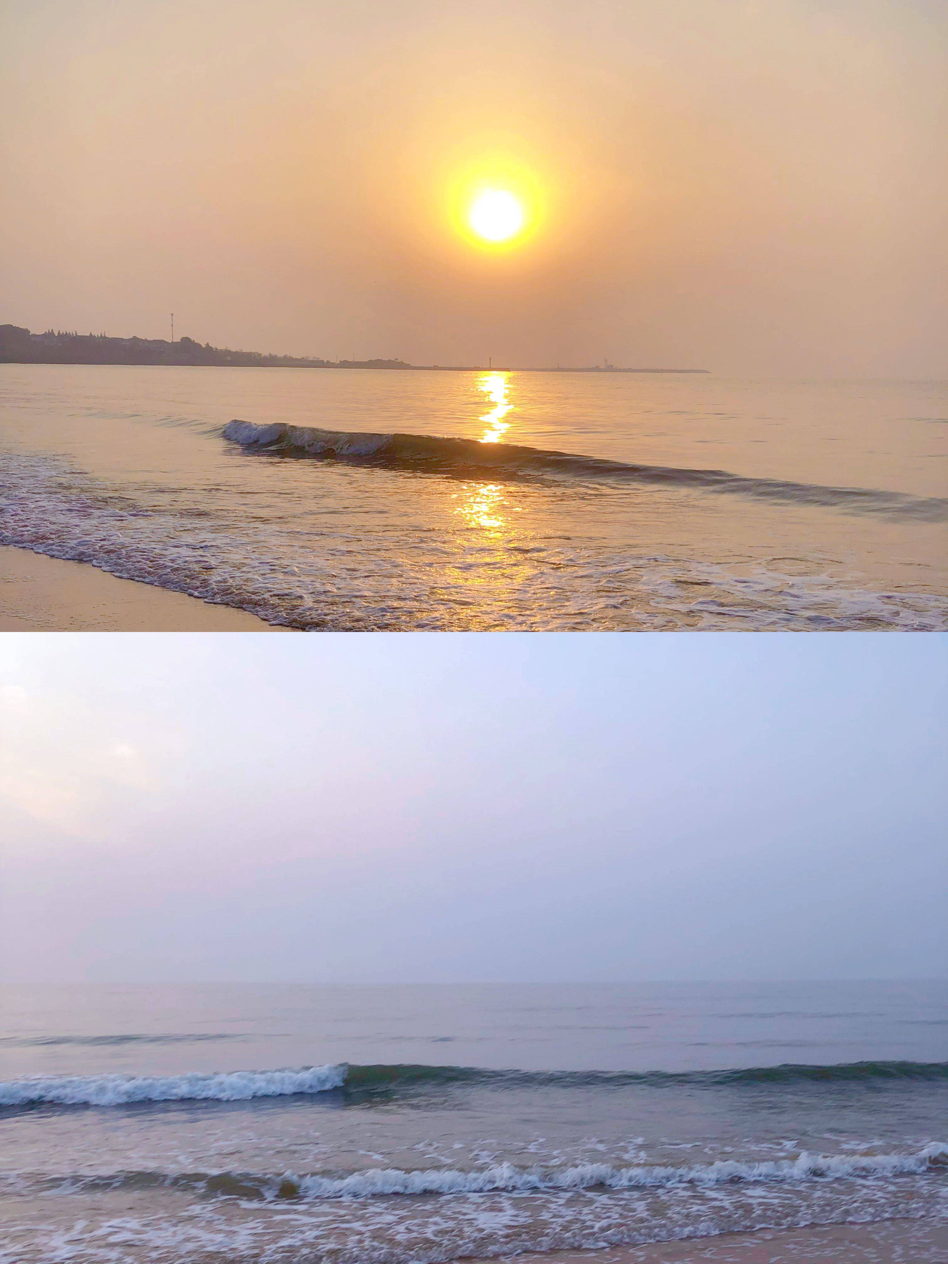 5点的闹铃响起来到海边准备追逐破晓时分的日出去万平口看海上日出