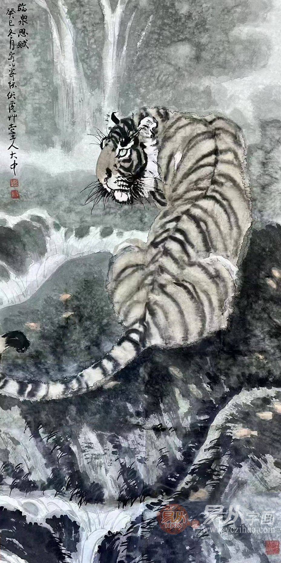 工笔画虎作品欣赏图片