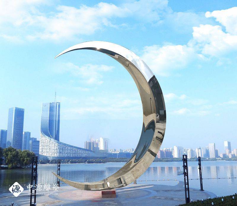 不锈钢月亮雕塑,月牙环不锈钢水景装饰景观雕塑定制_效果_进行_形状