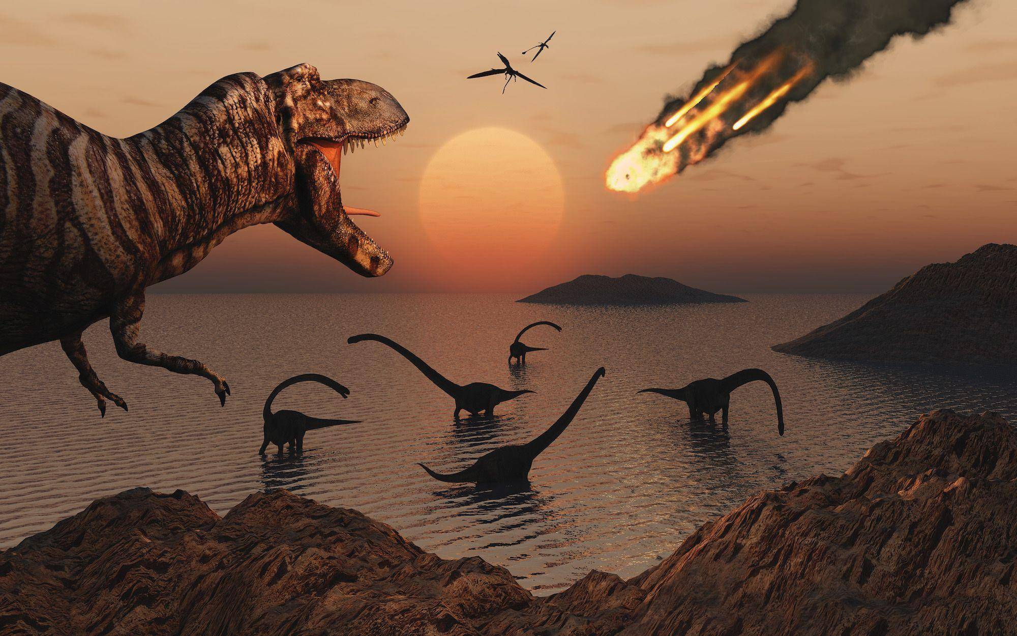 小行星撞地球恐龙灭绝图片