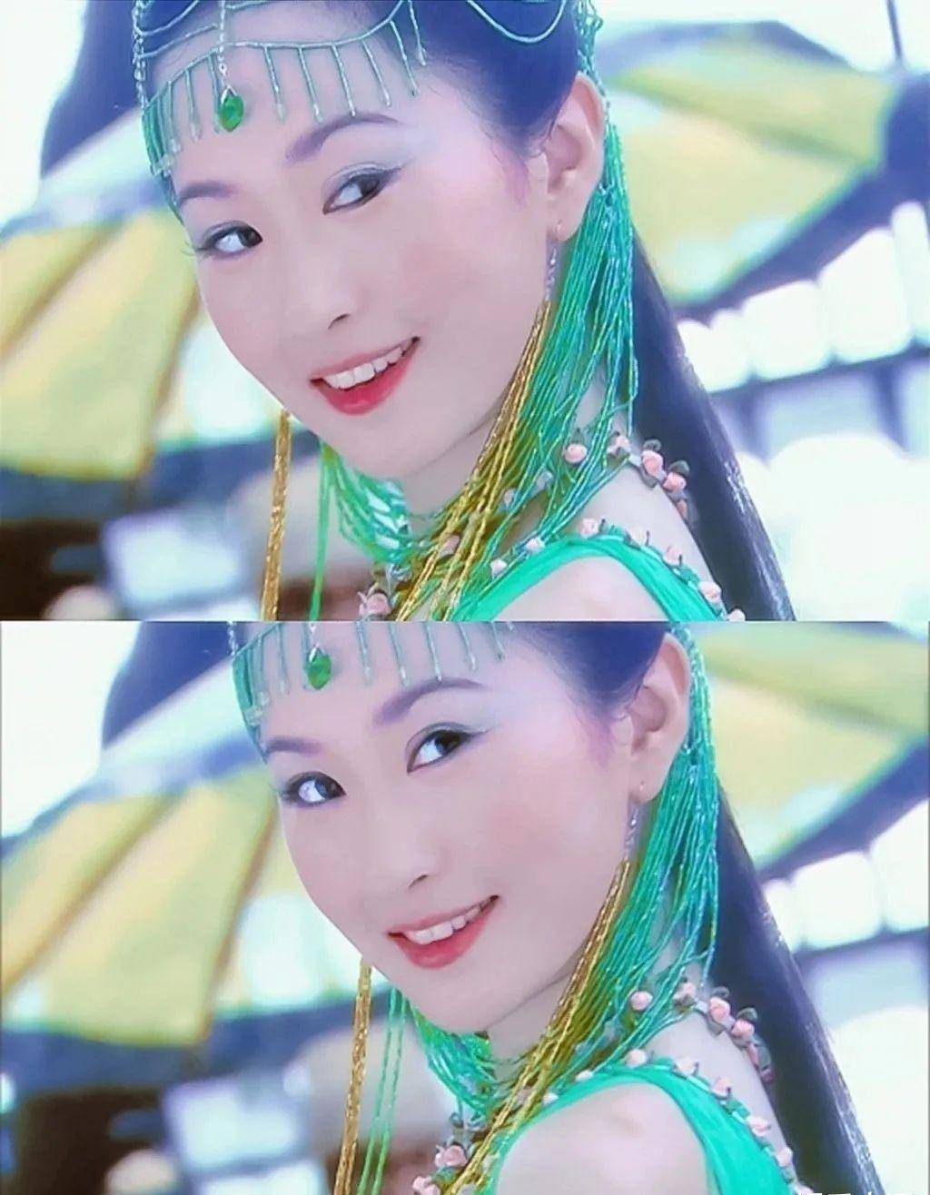 紫儿的妆发最简单,但更符合霍思燕的风格,清丽,额间仅有一绺编发,耳上