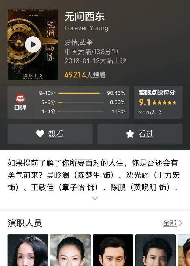 而随后,时隔5年之久的《无问西东》点映,这部包含王力宏,章子怡
