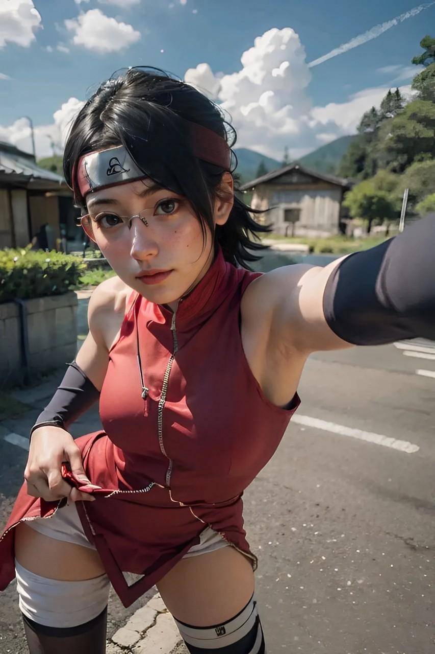 火影忍者博人传cos:宇智波佐良娜如画,迷人的女战士,独特的美貌_女神