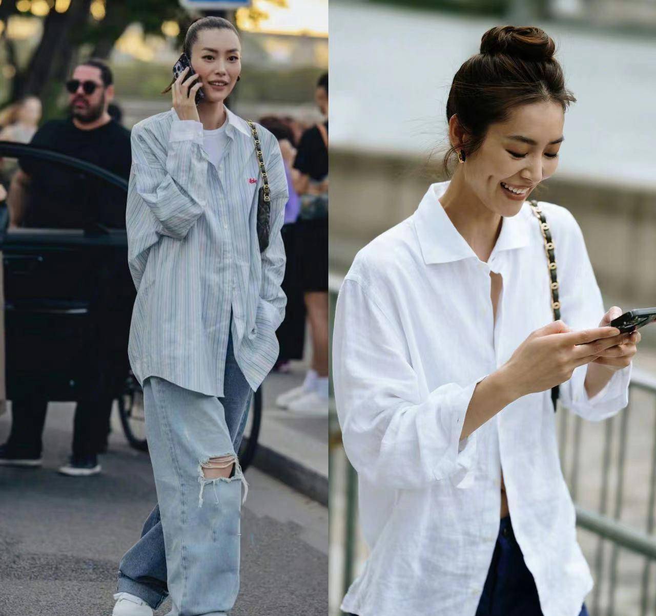刘雯穿衬衫好牛!