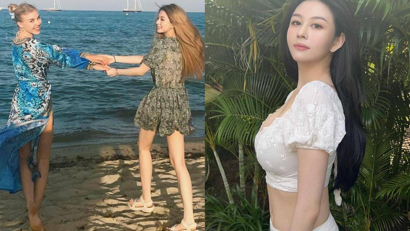 邱淑贞女儿染金发似混血！海边秀白皙美腿，与皇室公主相拥显亲密_手机搜狐网