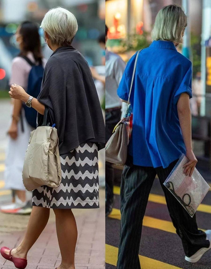 被香港大妈街拍惊艳到:裙不上膝,鞋爱低跟,看似简约却个个高级