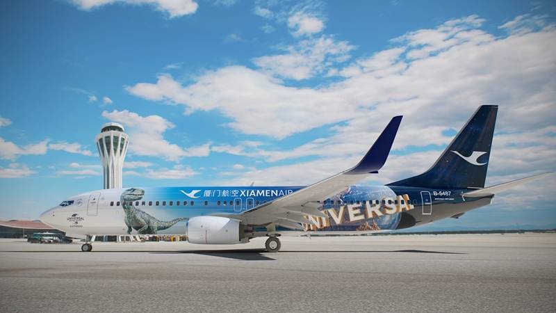 【民航联盟】厦航"侏罗纪世界"主题彩绘飞机惊艳亮相_北京_环球_度假