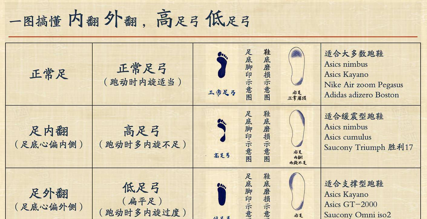 对于低足弓或扁平足,建议选择支撑型号.