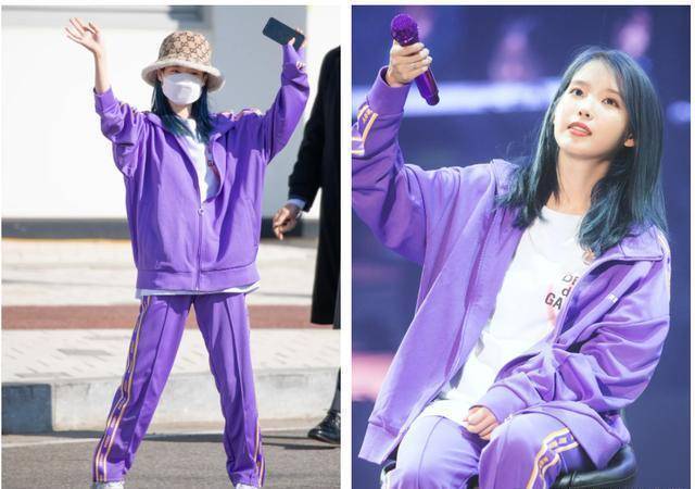 iu在演唱会的这一套紫色已经火出圈了,超级的显白减龄!