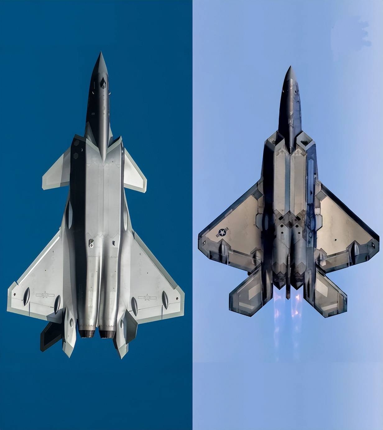 f22战斗机和歼20对比图片