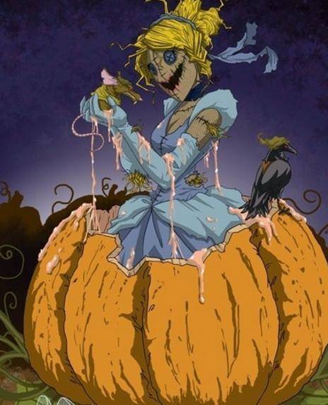 暗黑风迪士尼公主,仙蒂公主吃掉南瓜车,白雪公主像傀儡师_风格_爱丽丝