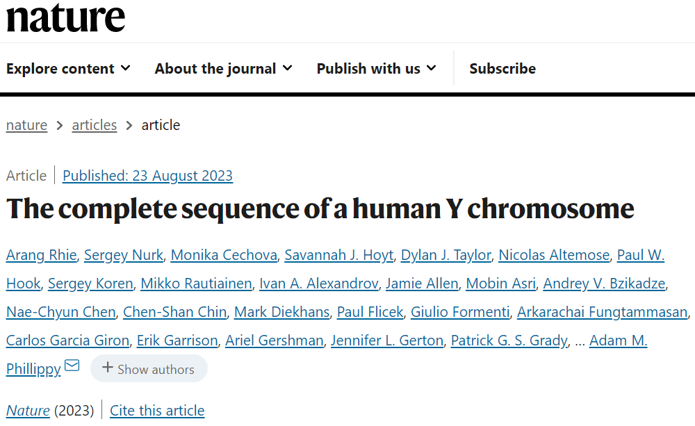 《Nature》：首个Y染色体完整测序结果问世！填补人类基因组最后的空白