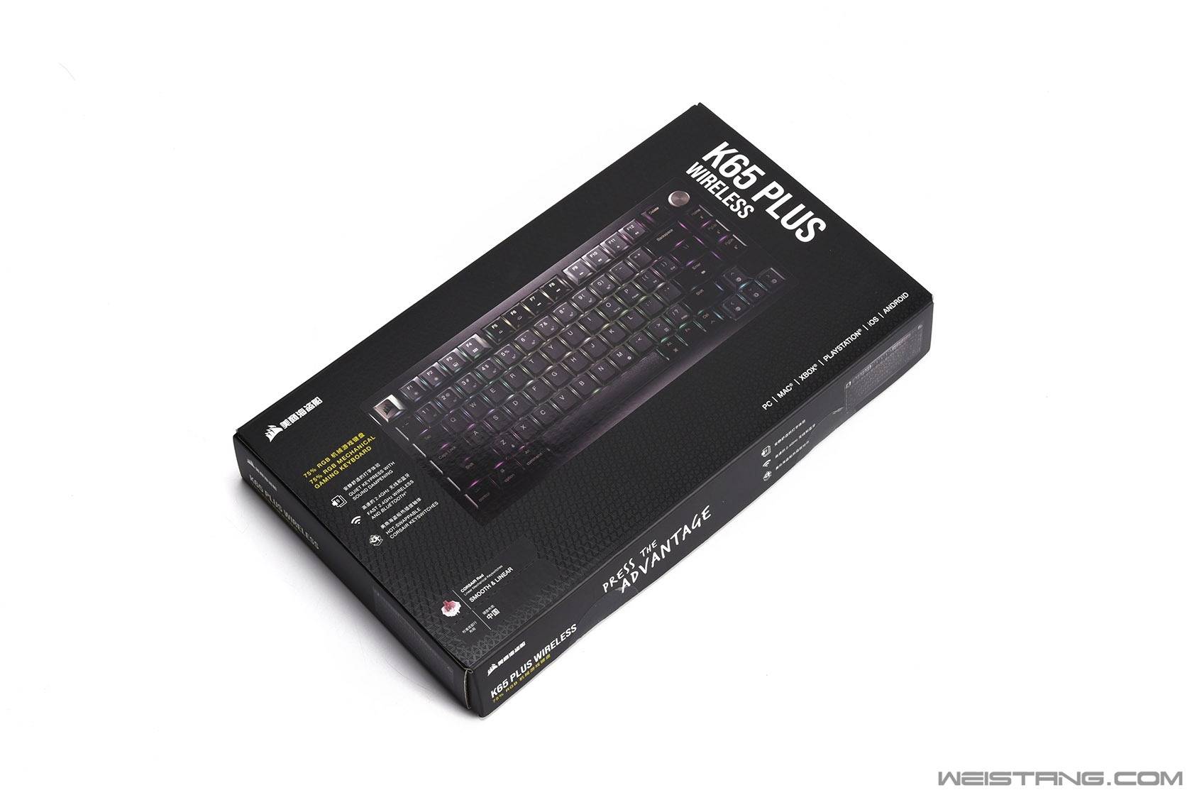 美商海盗船k65 plus 75%三模无线游戏键盘评测_特写_设计_蓝牙