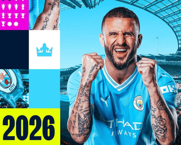 曼城官方宣布与边后卫凯尔-沃克续约至2026年_球迷_未来的_防守