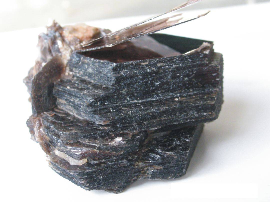 通常是黑色或者深褐色的含钾,镁,铁黑云母地球矿标no