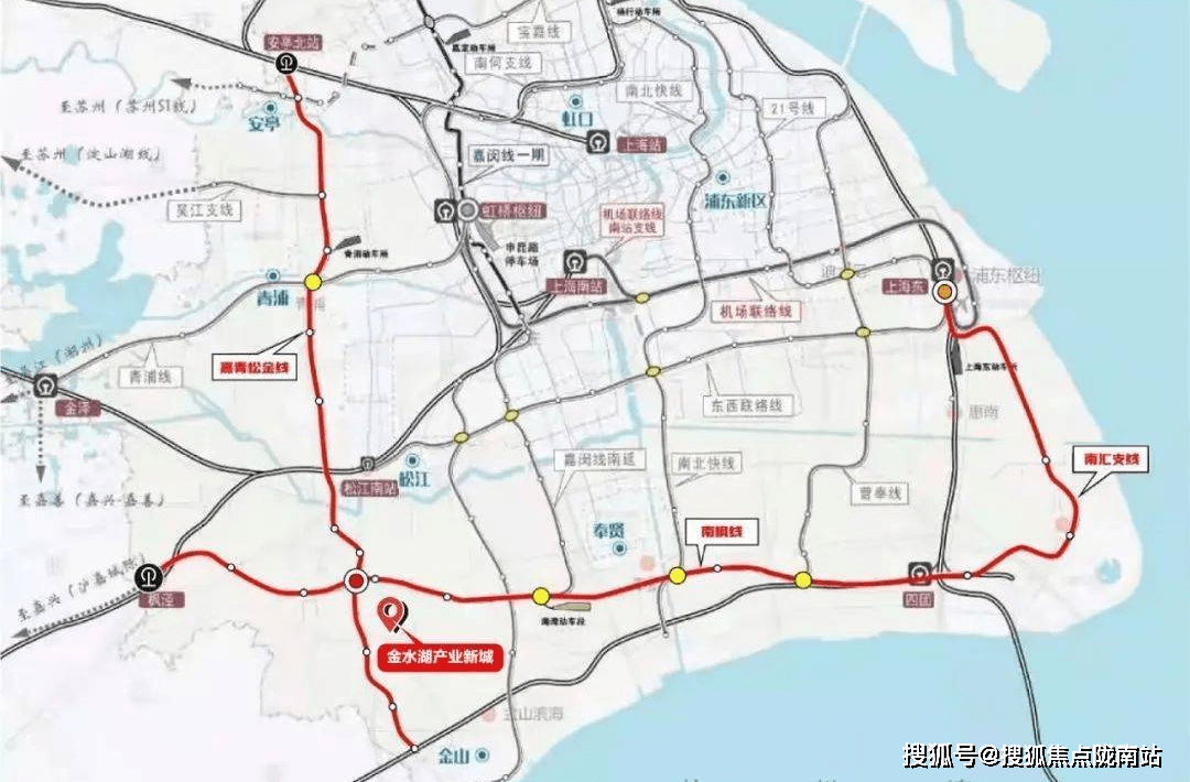 事实上,金山还规划有一条市域线"嘉青松金线",连接嘉定,青浦,松江.