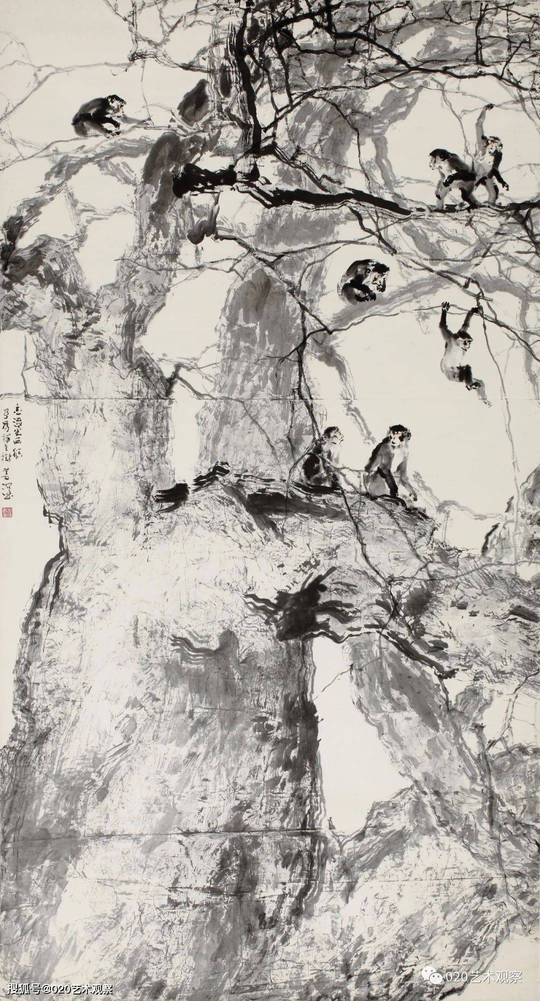 深山猿啸(合作)174cm×94cm纸本水墨菜花野芋90cm×34cm纸本设色佳园